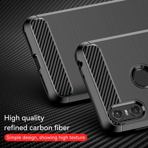 For Motorola Moto One Carbon Fiber Brushed Texture TPU Phone Case(Black)