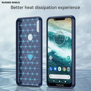 For Motorola Moto One Carbon Fiber Brushed Texture TPU Phone Case(Blue)