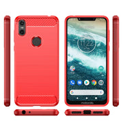 For Motorola Moto One Carbon Fiber Brushed Texture TPU Phone Case(Red)