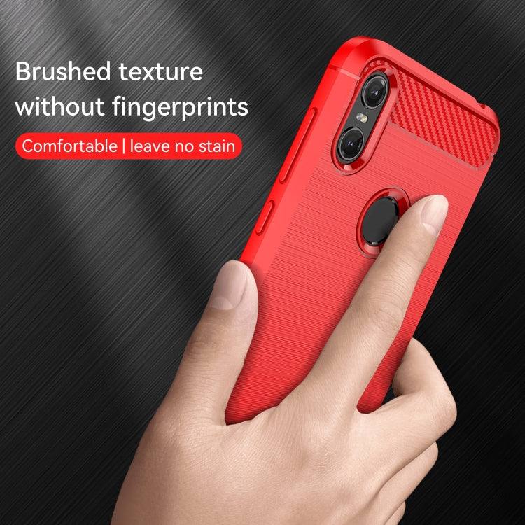 For Motorola Moto One Carbon Fiber Brushed Texture TPU Phone Case(Red)