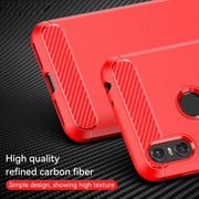 For Motorola Moto One Carbon Fiber Brushed Texture TPU Phone Case(Red)