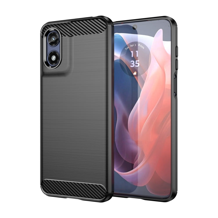 For Motorola Moto G Play 2024 Brushed Texture Carbon Fiber TPU Phone Case(Black) - Motorola Cases by PMC Jewellery | Online Shopping South Africa | PMC Jewellery | Buy Now Pay Later Mobicred