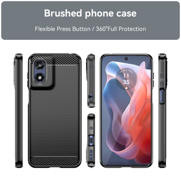 For Motorola Moto G Play 2024 Brushed Texture Carbon Fiber TPU Phone Case(Black)