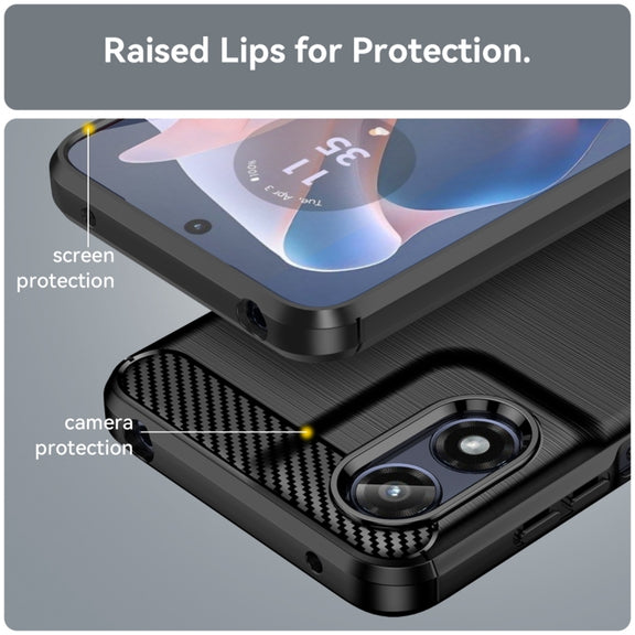 For Motorola Moto G Play 2024 Brushed Texture Carbon Fiber TPU Phone Case(Black)