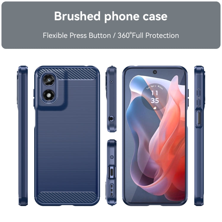 For Motorola Moto G Play 2024 Brushed Texture Carbon Fiber TPU Phone Case(Blue)