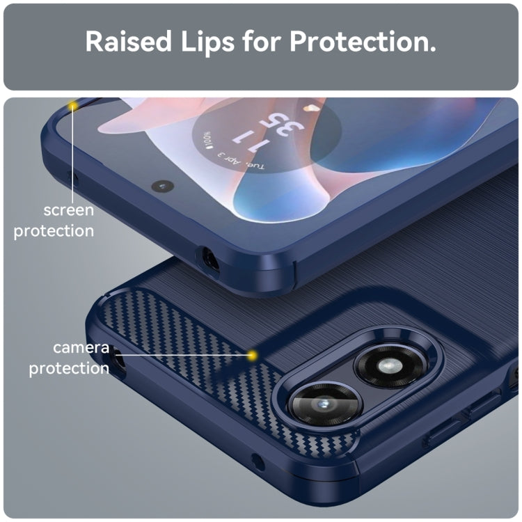 For Motorola Moto G Play 2024 Brushed Texture Carbon Fiber TPU Phone Case(Blue)