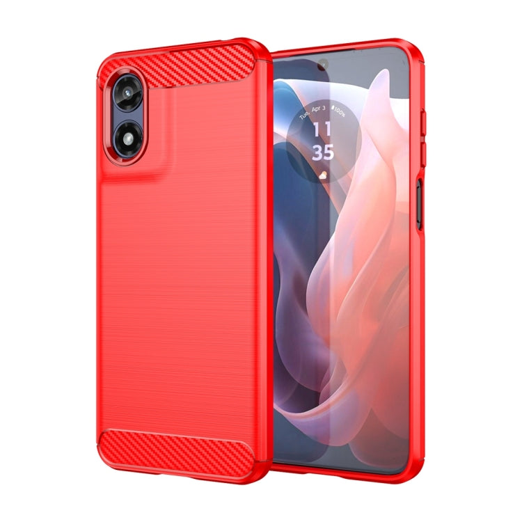 For Motorola Moto G Play 2024 Brushed Texture Carbon Fiber TPU Phone Case(Red) - Motorola Cases by PMC Jewellery | Online Shopping South Africa | PMC Jewellery | Buy Now Pay Later Mobicred