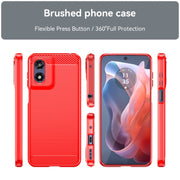 For Motorola Moto G Play 2024 Brushed Texture Carbon Fiber TPU Phone Case(Red)