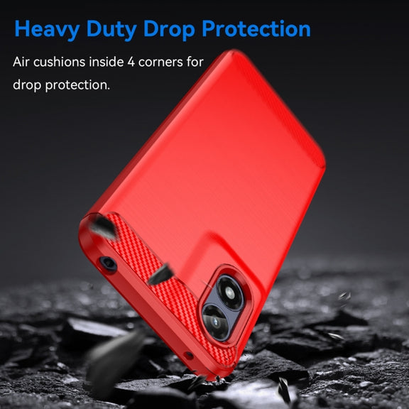 For Motorola Moto G Play 2024 Brushed Texture Carbon Fiber TPU Phone Case(Red)