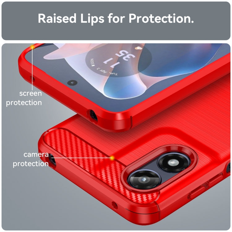 For Motorola Moto G Play 2024 Brushed Texture Carbon Fiber TPU Phone Case(Red)