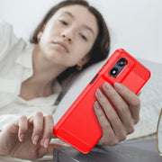 For Motorola Moto G Play 2024 Brushed Texture Carbon Fiber TPU Phone Case(Red)