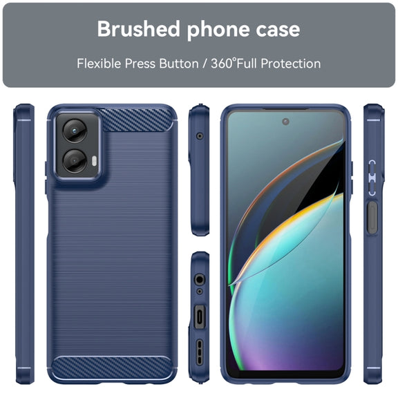For Motorola Moto G 5G 2024 Brushed Texture Carbon Fiber TPU Phone Case(Blue)