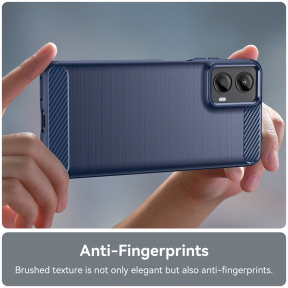For Motorola Moto G 5G 2024 Brushed Texture Carbon Fiber TPU Phone Case(Blue)