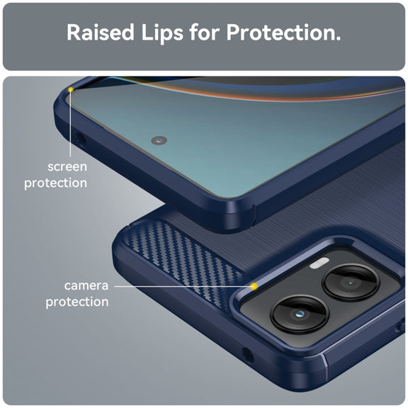 For Motorola Moto G 5G 2024 Brushed Texture Carbon Fiber TPU Phone Case(Blue)