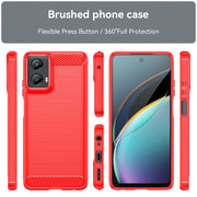 For Motorola Moto G 5G 2024 Brushed Texture Carbon Fiber TPU Phone Case(Red)