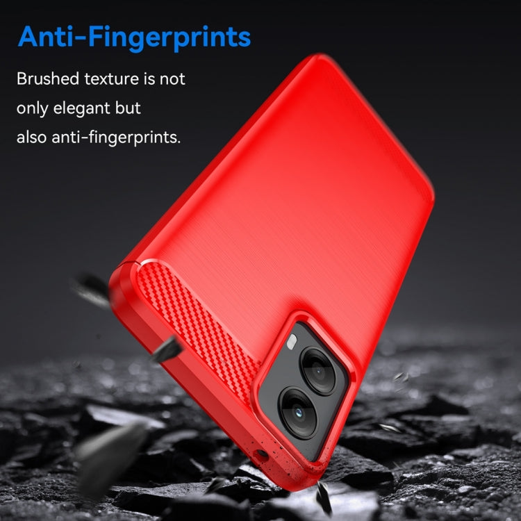 For Motorola Moto G 5G 2024 Brushed Texture Carbon Fiber TPU Phone Case(Red)