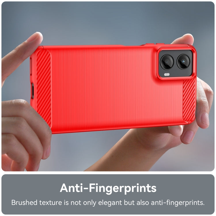 For Motorola Moto G 5G 2024 Brushed Texture Carbon Fiber TPU Phone Case(Red)