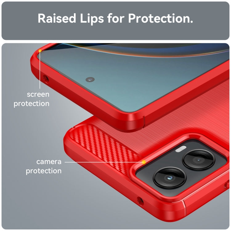 For Motorola Moto G 5G 2024 Brushed Texture Carbon Fiber TPU Phone Case(Red)