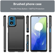 For Motorola Moto G04 Carbon Fiber Brushed Texture TPU Phone Case(Black)