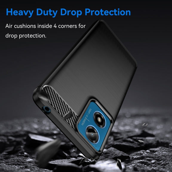 For Motorola Moto G04 Carbon Fiber Brushed Texture TPU Phone Case(Black)