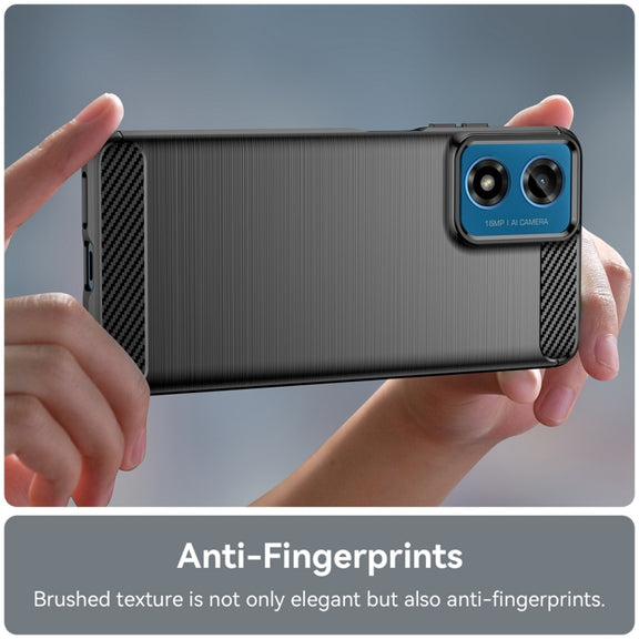 For Motorola Moto G04 Carbon Fiber Brushed Texture TPU Phone Case(Black)