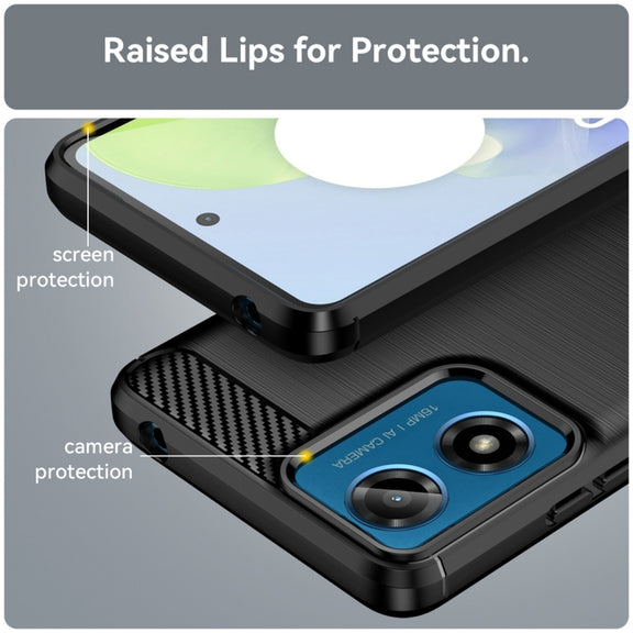 For Motorola Moto G04 Carbon Fiber Brushed Texture TPU Phone Case(Black)