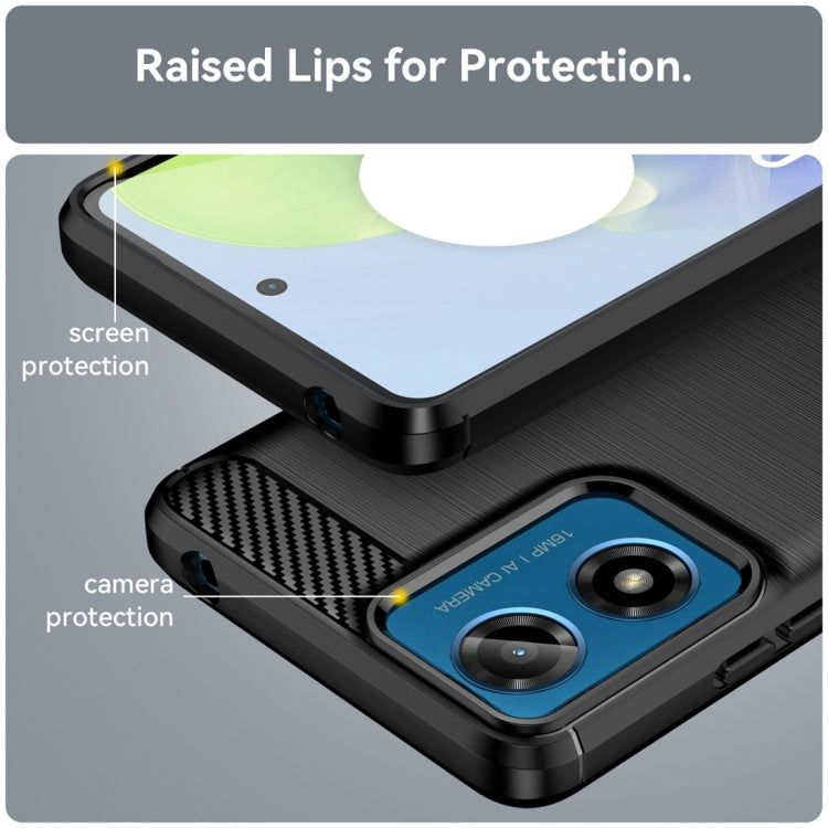 For Motorola Moto G04 Carbon Fiber Brushed Texture TPU Phone Case(Black)