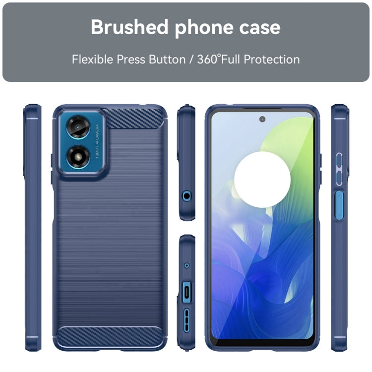 For Motorola Moto G04 Carbon Fiber Brushed Texture TPU Phone Case(Blue)