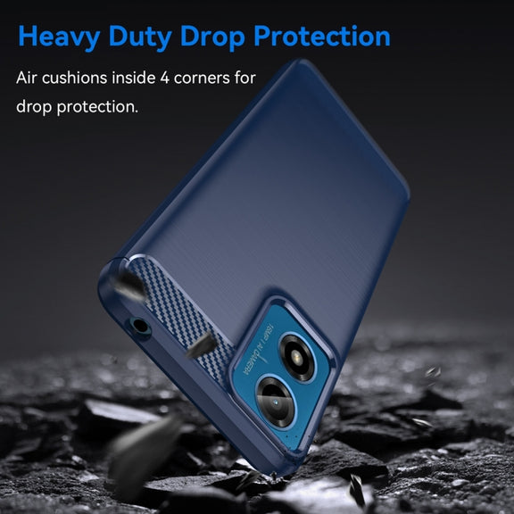 For Motorola Moto G04 Carbon Fiber Brushed Texture TPU Phone Case(Blue)