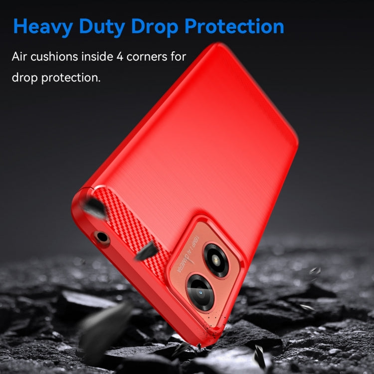 For Motorola Moto G04 Carbon Fiber Brushed Texture TPU Phone Case(Red)