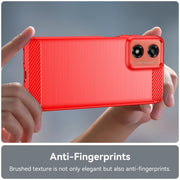 For Motorola Moto G04 Carbon Fiber Brushed Texture TPU Phone Case(Red)