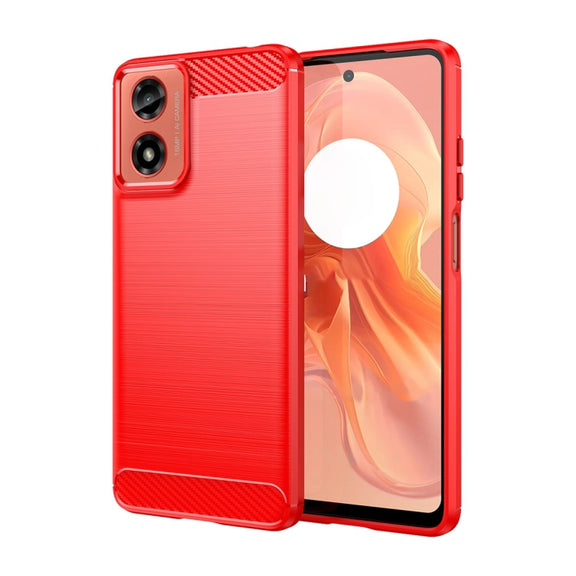 For Motorola Moto G04 Carbon Fiber Brushed Texture TPU Phone Case(Red)