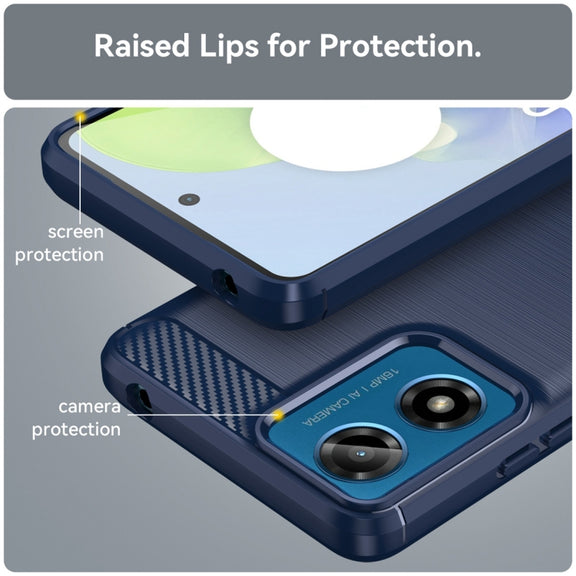 For Motorola Moto G24 Carbon Fiber Brushed Texture TPU Phone Case(Blue)