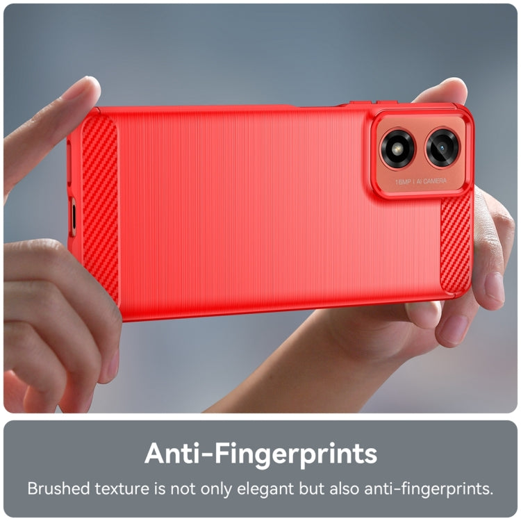 For Motorola Moto G24 Carbon Fiber Brushed Texture TPU Phone Case(Red)