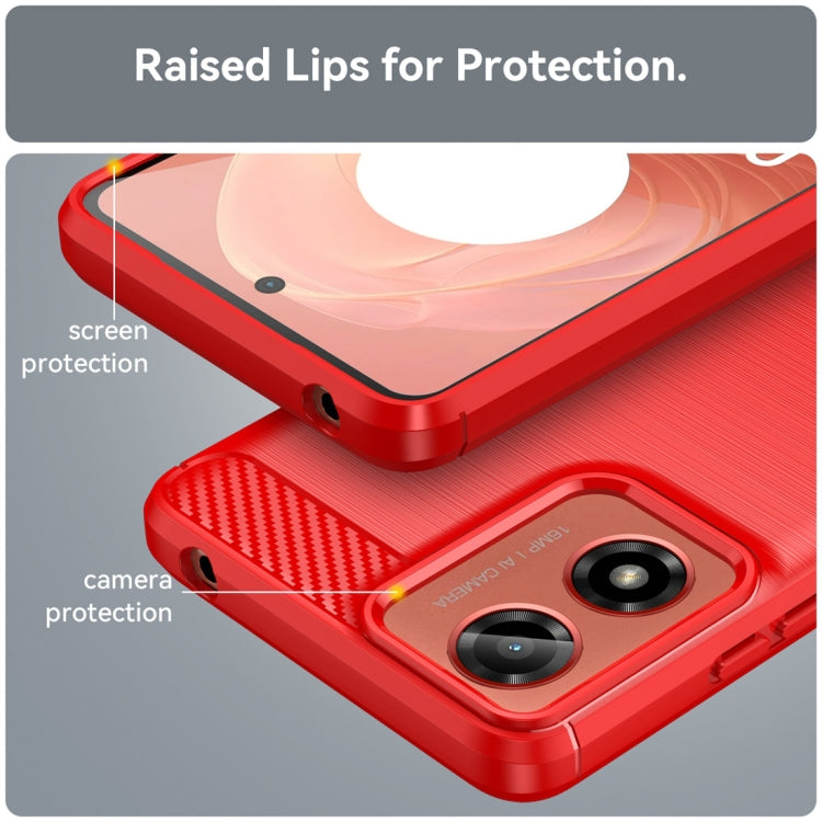 For Motorola Moto G24 Carbon Fiber Brushed Texture TPU Phone Case(Red)