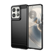 For Motorola Edge 50 Pro Carbon Fiber Brushed Texture TPU Phone Case(Black)
