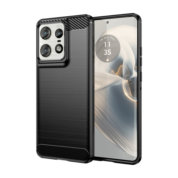 For Motorola Edge 50 Pro Carbon Fiber Brushed Texture TPU Phone Case(Black)