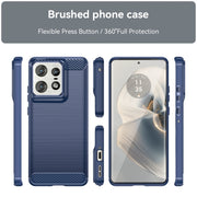 For Motorola Edge 50 Pro Carbon Fiber Brushed Texture TPU Phone Case(Blue)