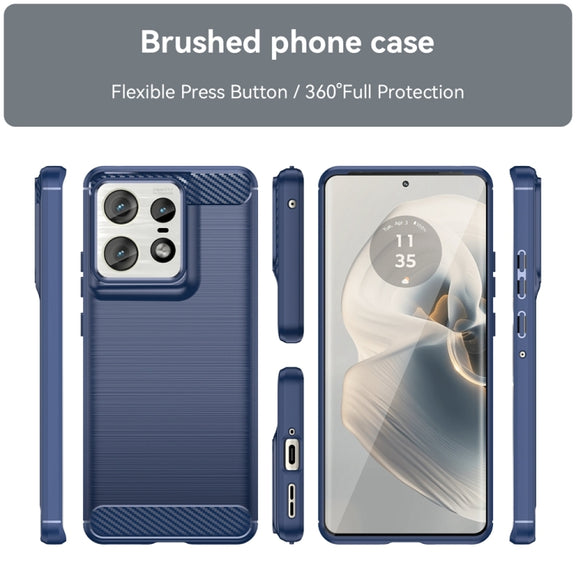For Motorola Edge 50 Pro Carbon Fiber Brushed Texture TPU Phone Case(Blue)