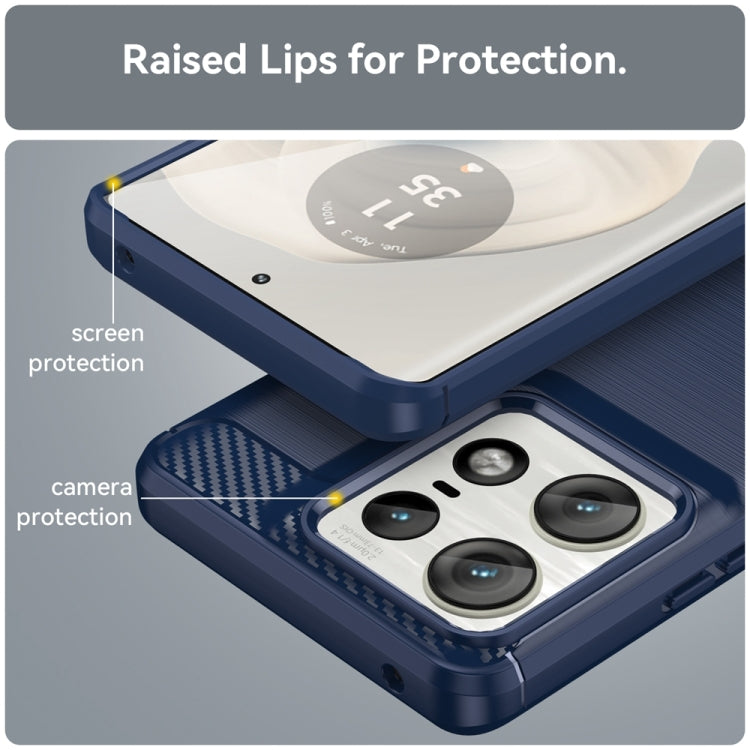 For Motorola Edge 50 Pro Carbon Fiber Brushed Texture TPU Phone Case(Blue)