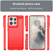 For Motorola Edge 50 Pro Carbon Fiber Brushed Texture TPU Phone Case(Red)