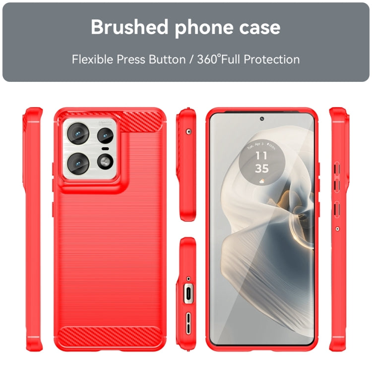 For Motorola Edge 50 Pro Carbon Fiber Brushed Texture TPU Phone Case(Red)