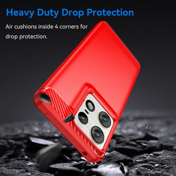 For Motorola Edge 50 Pro Carbon Fiber Brushed Texture TPU Phone Case(Red)