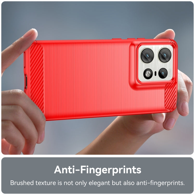 For Motorola Edge 50 Pro Carbon Fiber Brushed Texture TPU Phone Case(Red)