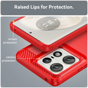 For Motorola Edge 50 Pro Carbon Fiber Brushed Texture TPU Phone Case(Red)