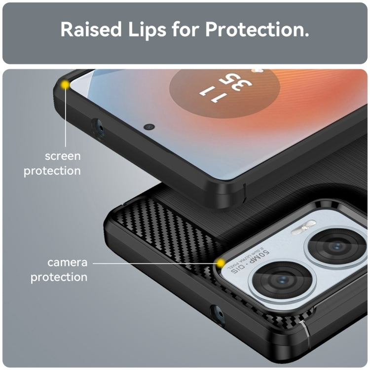 For Motorola Moto Edge 50 Fusion Carbon Fiber Brushed Texture TPU Phone Case(Black)