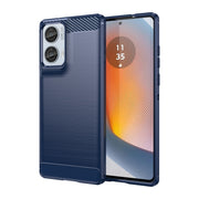 For Motorola Moto Edge 50 Fusion Carbon Fiber Brushed Texture TPU Phone Case(Blue)
