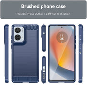 For Motorola Moto Edge 50 Fusion Carbon Fiber Brushed Texture TPU Phone Case(Blue)