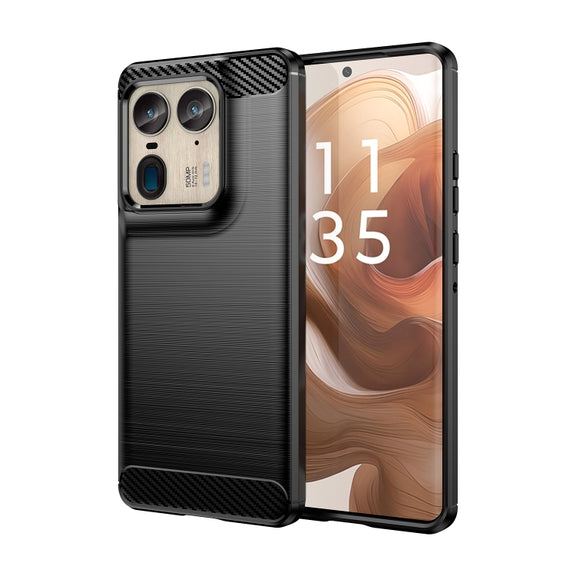 For Motorola Edge 50 Ultra Carbon Fiber Brushed Texture TPU Phone Case(Black)