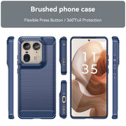 For Motorola Edge 50 Ultra Carbon Fiber Brushed Texture TPU Phone Case(Blue)